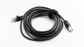 A black cable with RJ45 connectors on both ends.