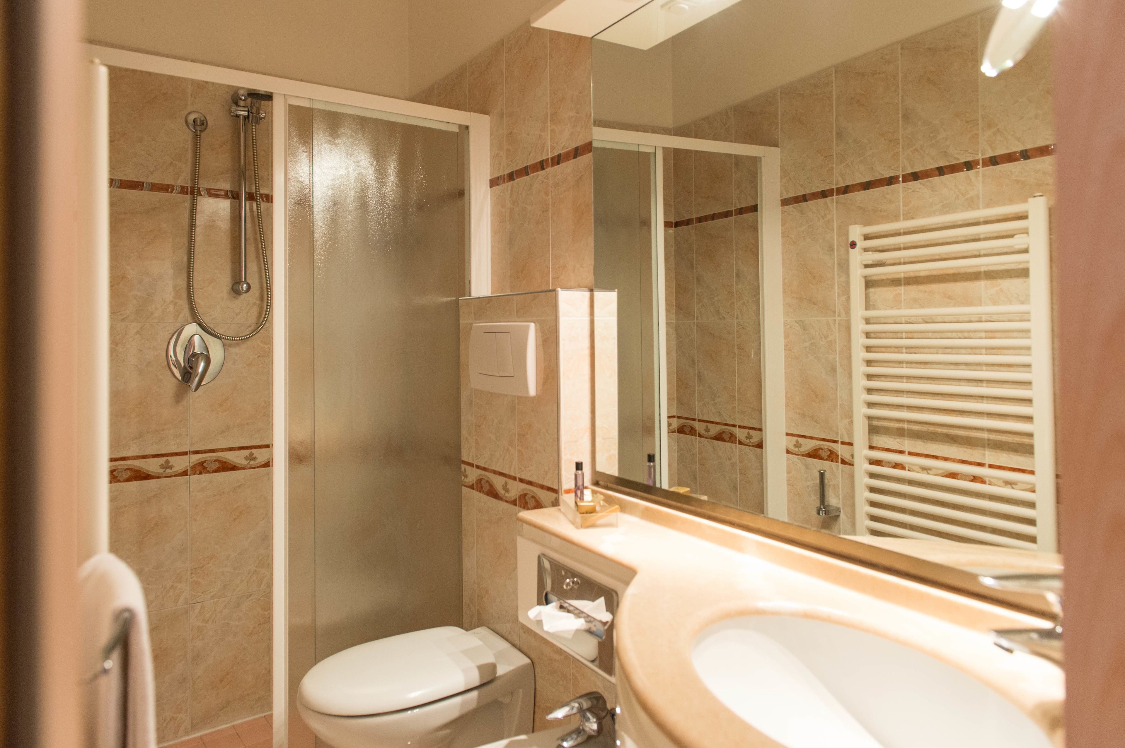 shower, rainfall showerhead, free toiletries, hair dryer