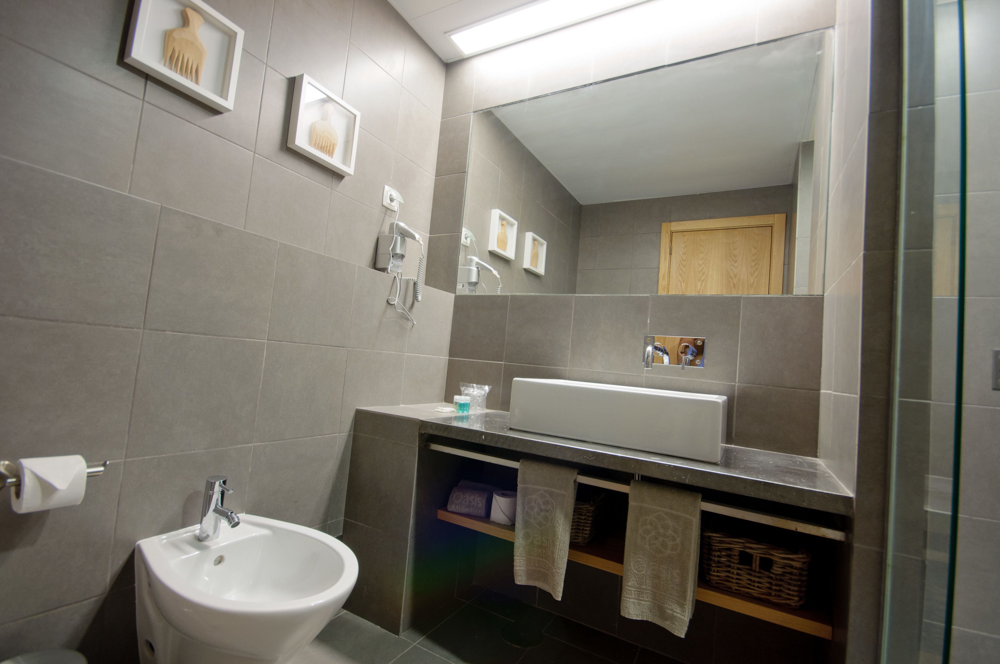 shower, free toiletries, hair dryer, bidet