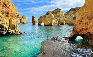 Enjoy breathtaking views of the ocean from the viewing platform overlooking rugged rock formations.