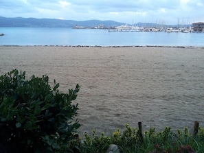 On the beach, white sand