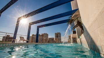 Outdoor pool, sun loungers