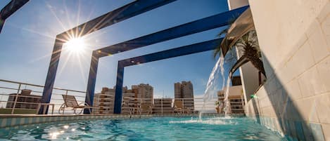 Outdoor pool, pool loungers