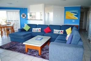 Penthouse, 3 Bedrooms (2 King, 2 Single and 1 Sofa Bed) | Living area | TV, DVD player