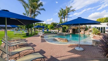 Outdoor pool, sun loungers