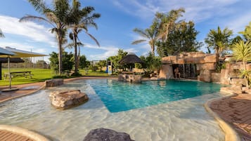 Outdoor pool, sun loungers