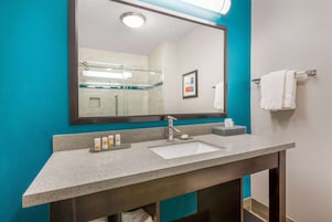 Bañera con ducha, artículos de tocador gratuitos, secador de pelo