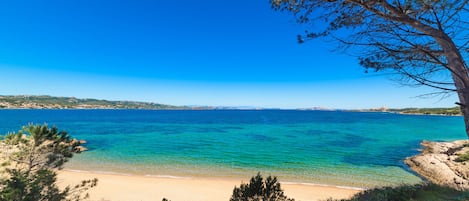 Una spiaggia nelle vicinanze, ombrelloni