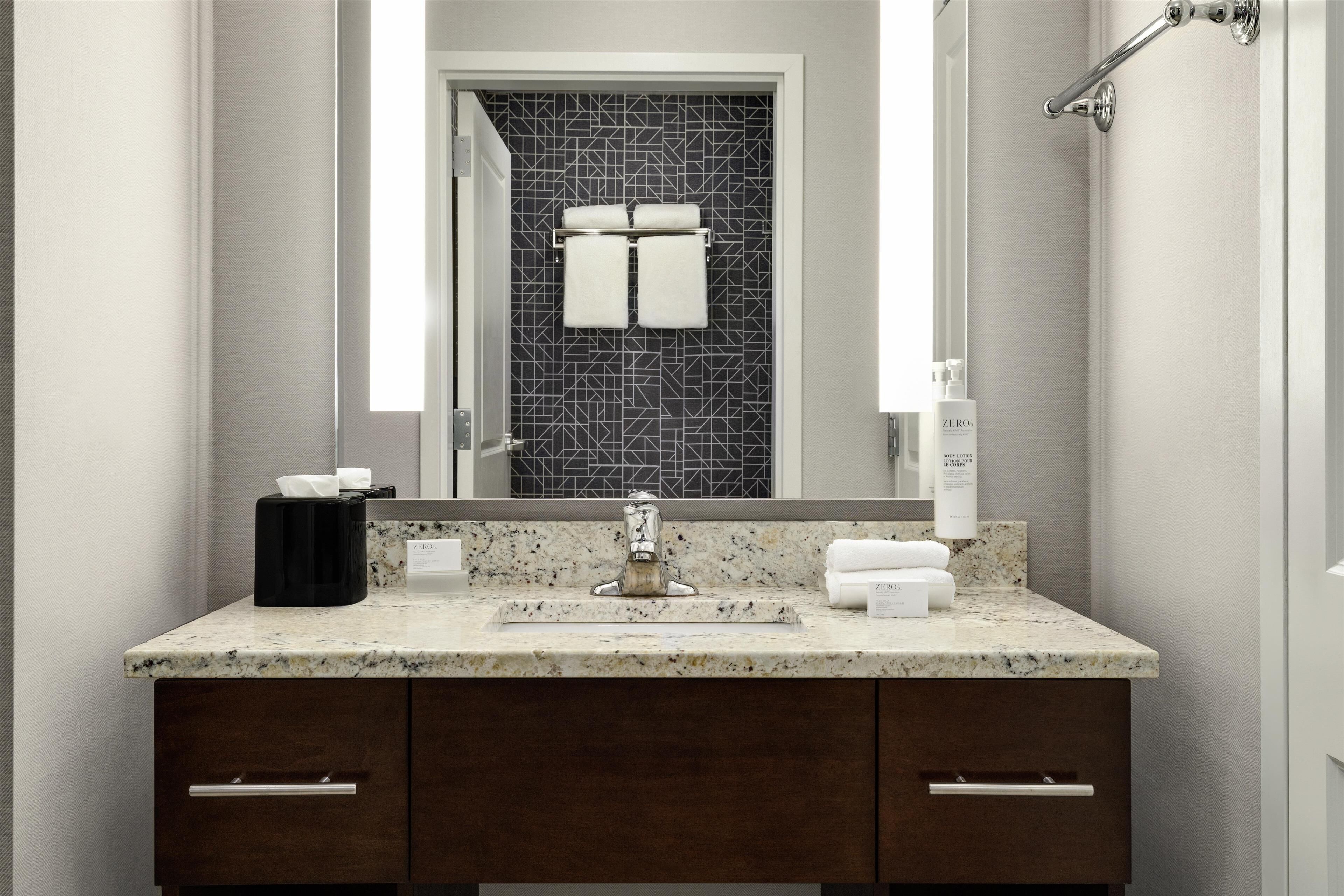 free toiletries, hair dryer, towels