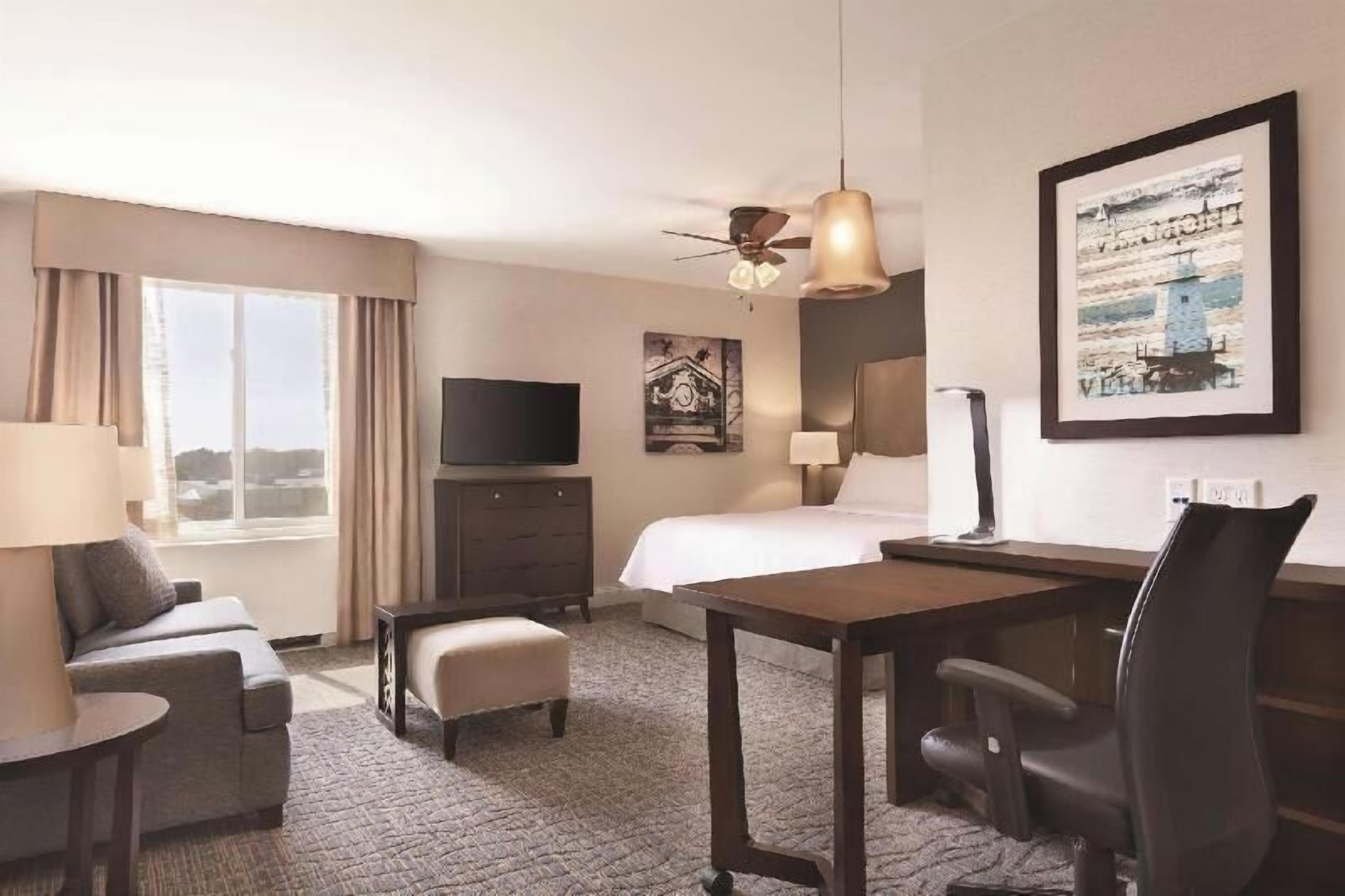 Premium bedding, desk, blackout curtains, iron/ironing board