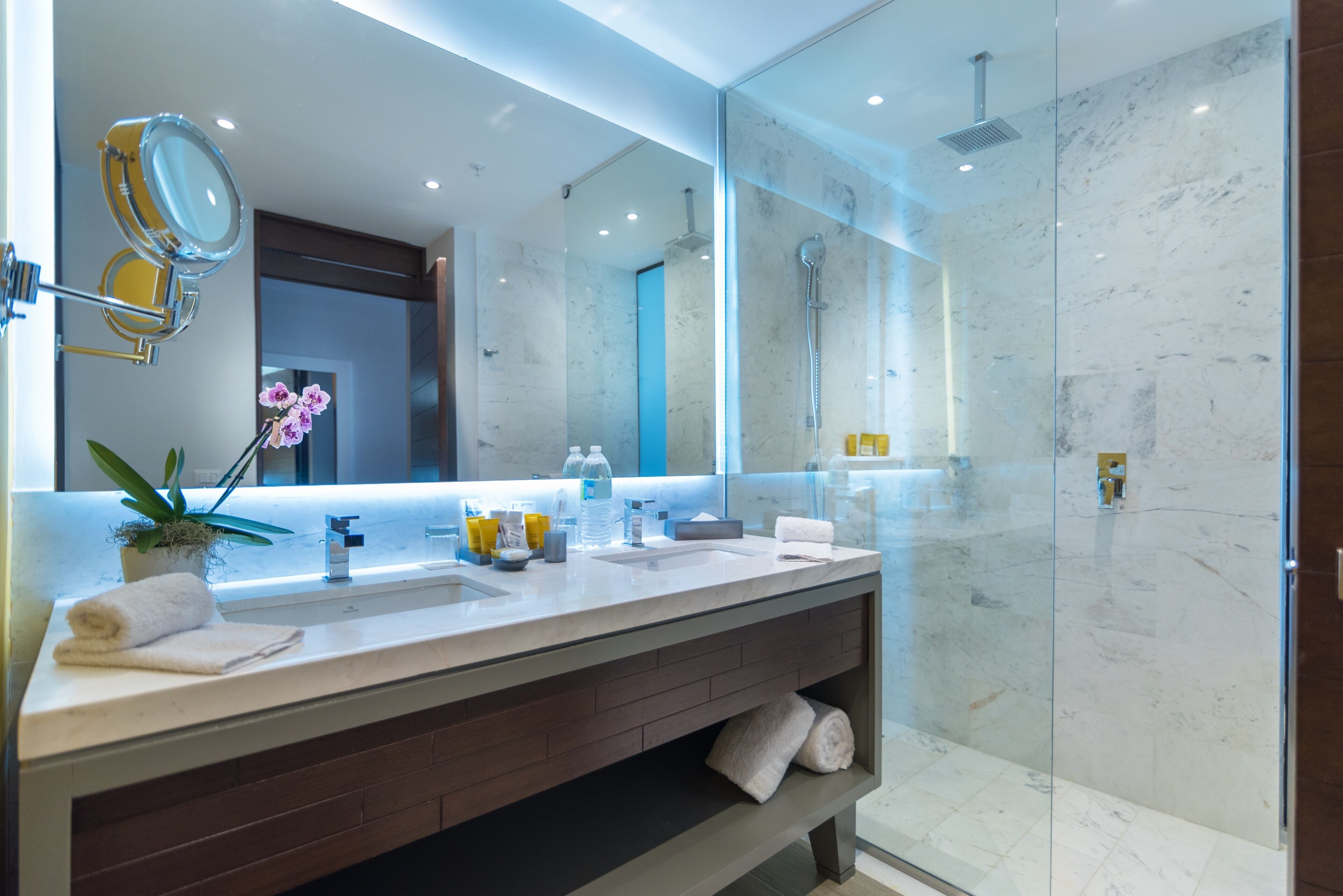 free toiletries, hair dryer, dressing gowns, slippers