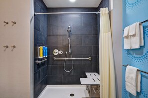 Room, 1 King Bed, Accessible (Mobility & Hearing, Roll-in Shower) | Bathroom shower - TRU by Hilton Fort Walton Beach, FL (Fort Walton Beach)