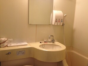 Combined shower/bathtub, hair dryer, slippers, electronic bidet