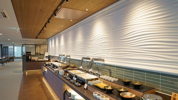 A buffet setup with multiple serving stations, a coffee machine, and a variety of dishes. - Hotel Marroad Tsukuba (Tsuchiura)