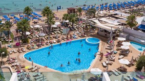 Indoor pool, seasonal outdoor pool, pool umbrellas, sun loungers