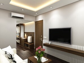 Family Room with City View | Premium bedding, minibar, in-room safe, desk - Bonne Nuit Hotel (Hanoi)