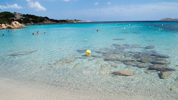 Perto da praia, guarda-sóis 