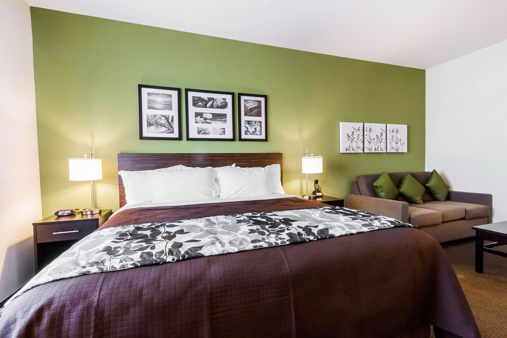 Desk, laptop workspace, blackout drapes, iron/ironing board