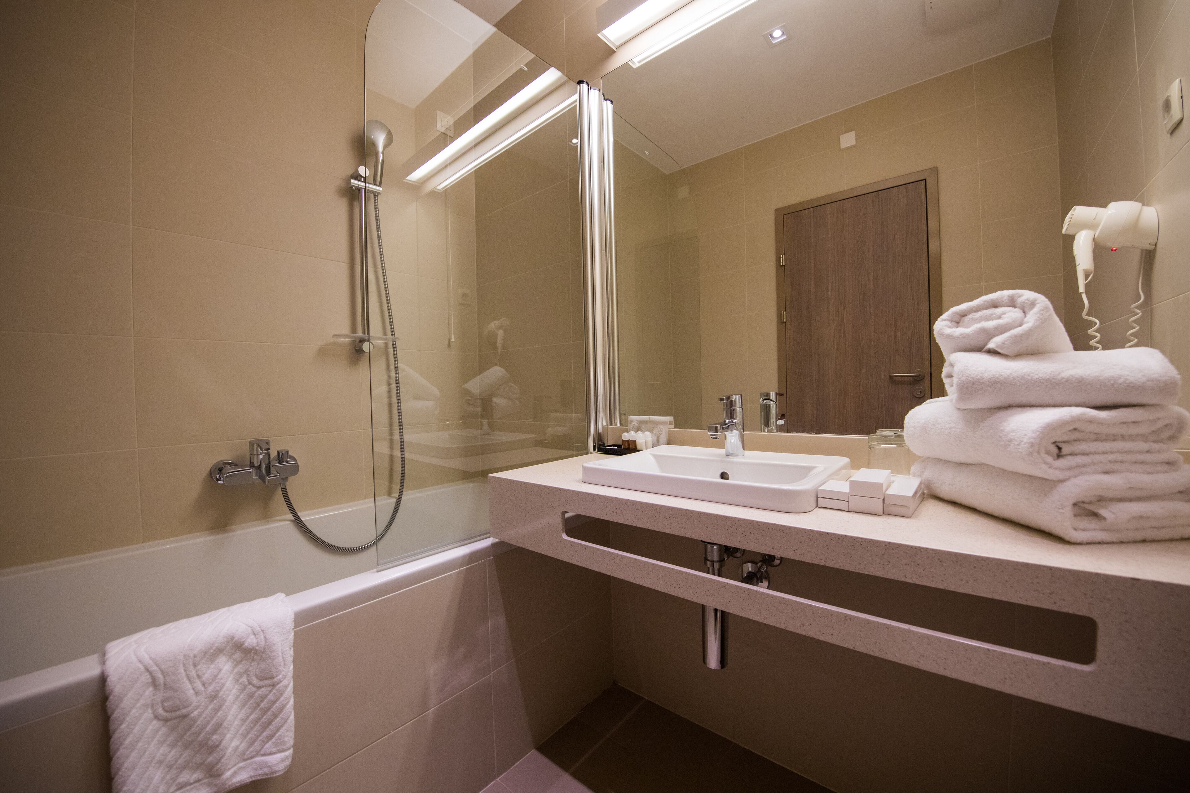 room, sea view, annex building | bathroom | designer toiletries, hair dryer, slippers, towels