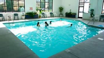 Indoor pool, outdoor pool, pool loungers