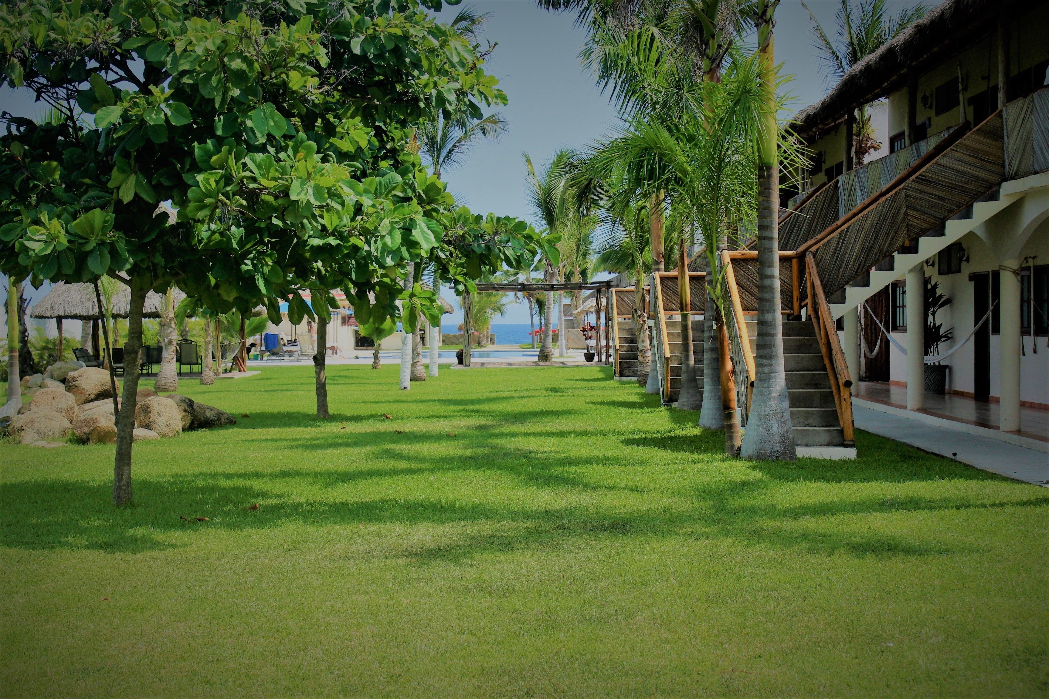 Hồ bơi ngoài trời, mở cửa từ 6:00 đến 22:00, ghế dài tắm nắng 