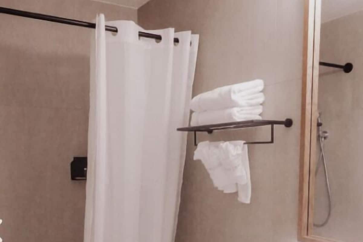 Tina con regadera, amenidades de baño gratuitas, secadora de cabello