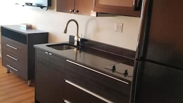 Deluxe Room, 2 Queen Beds, Non Smoking, Kitchenette | Private kitchen | Fridge, coffee/tea maker