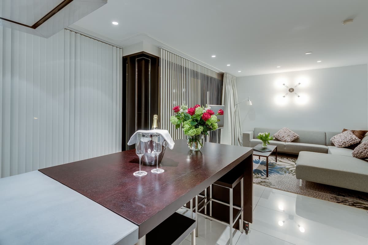 Penthouse, 2 Bedrooms, Balcony | Living area | LCD TV, heated floors