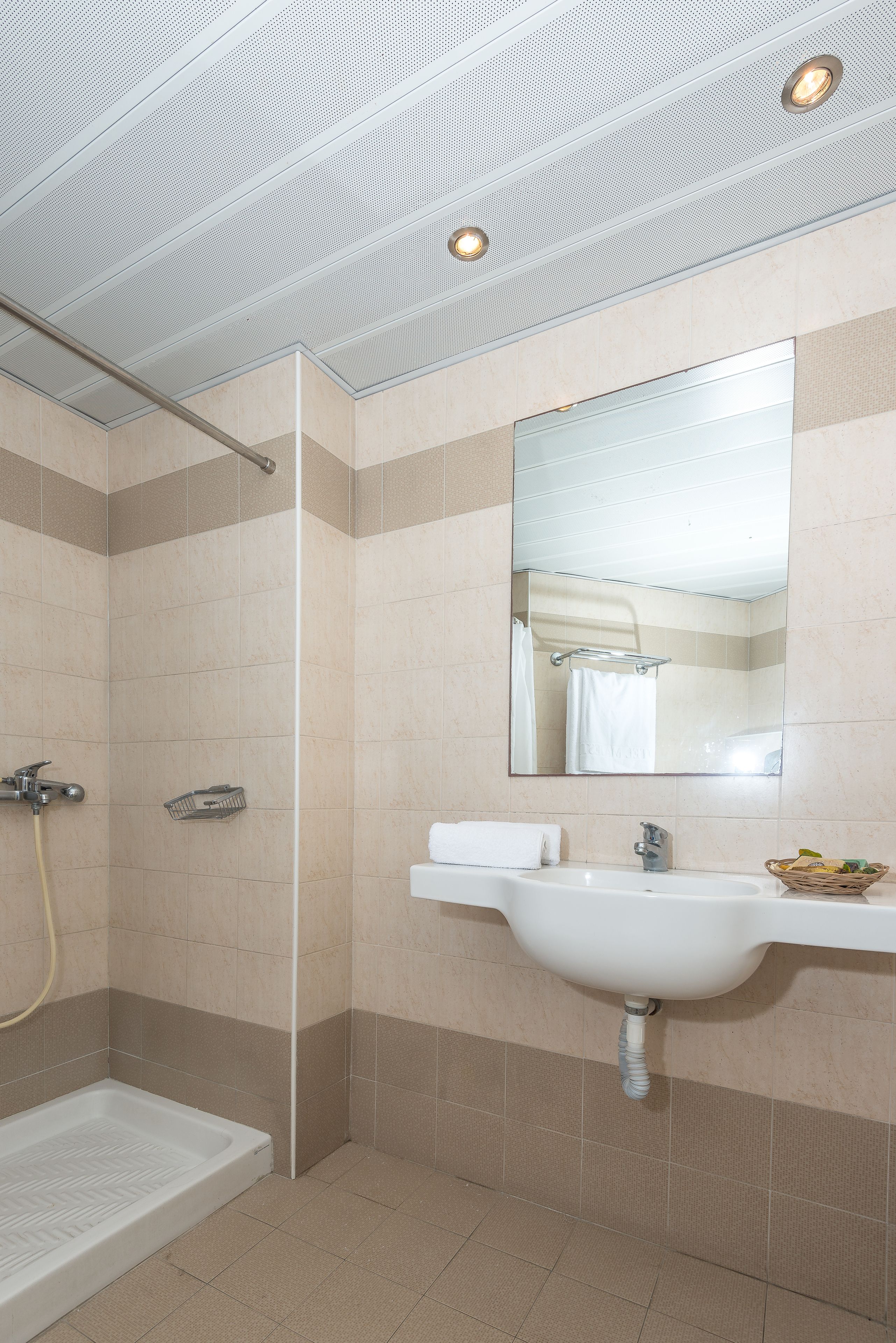 hair dryer, slippers, towels