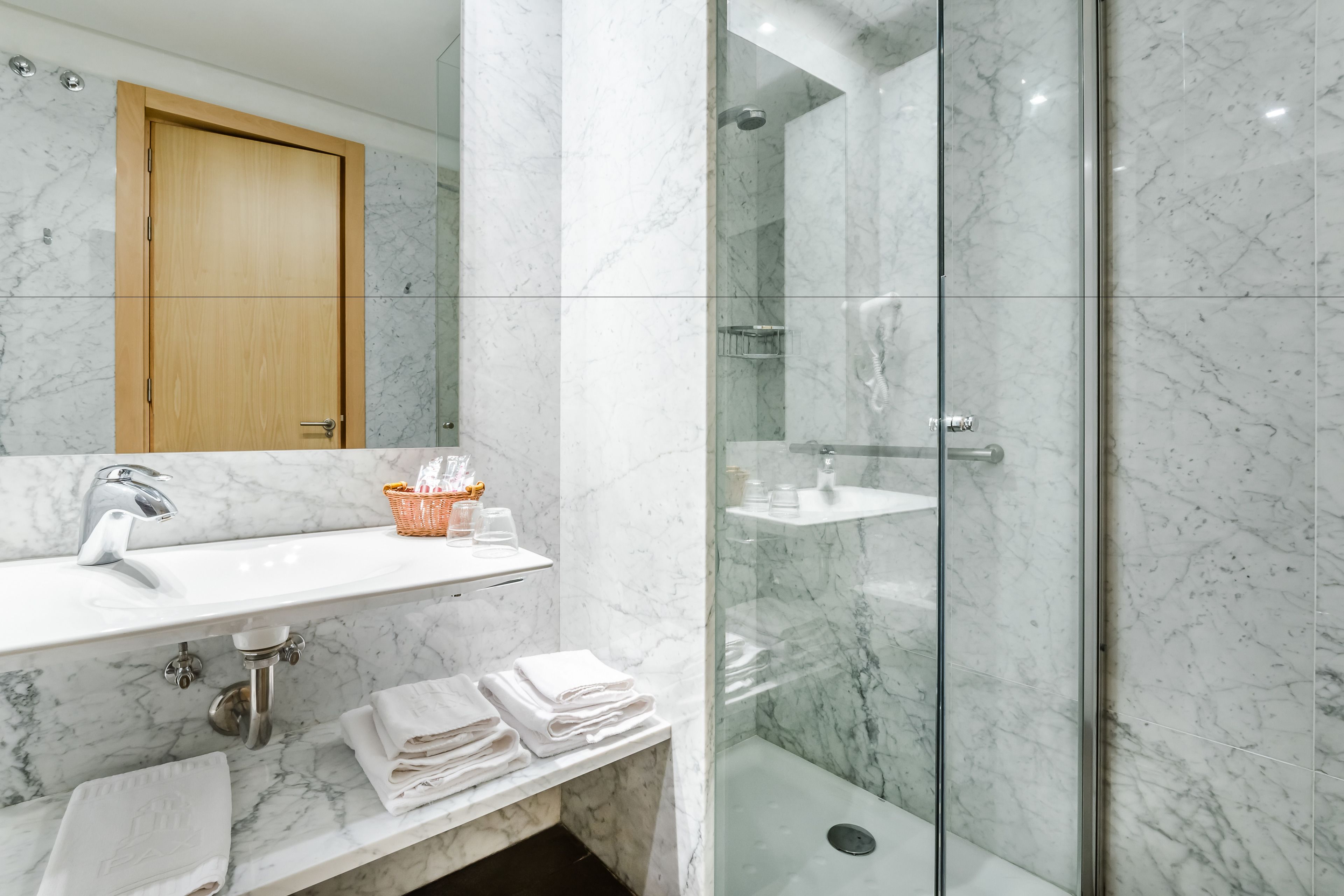 free toiletries, hair dryer, towels