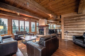 Chalet, 5 Bedrooms, Exterior Hot Tub | Living area | Flat-screen TV, DVD player - RCNT Chalets (Lac-Superieur)