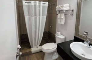Bañera, secador de pelo y toallas