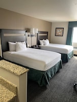 Desk, blackout drapes, soundproofing, iron/ironing board