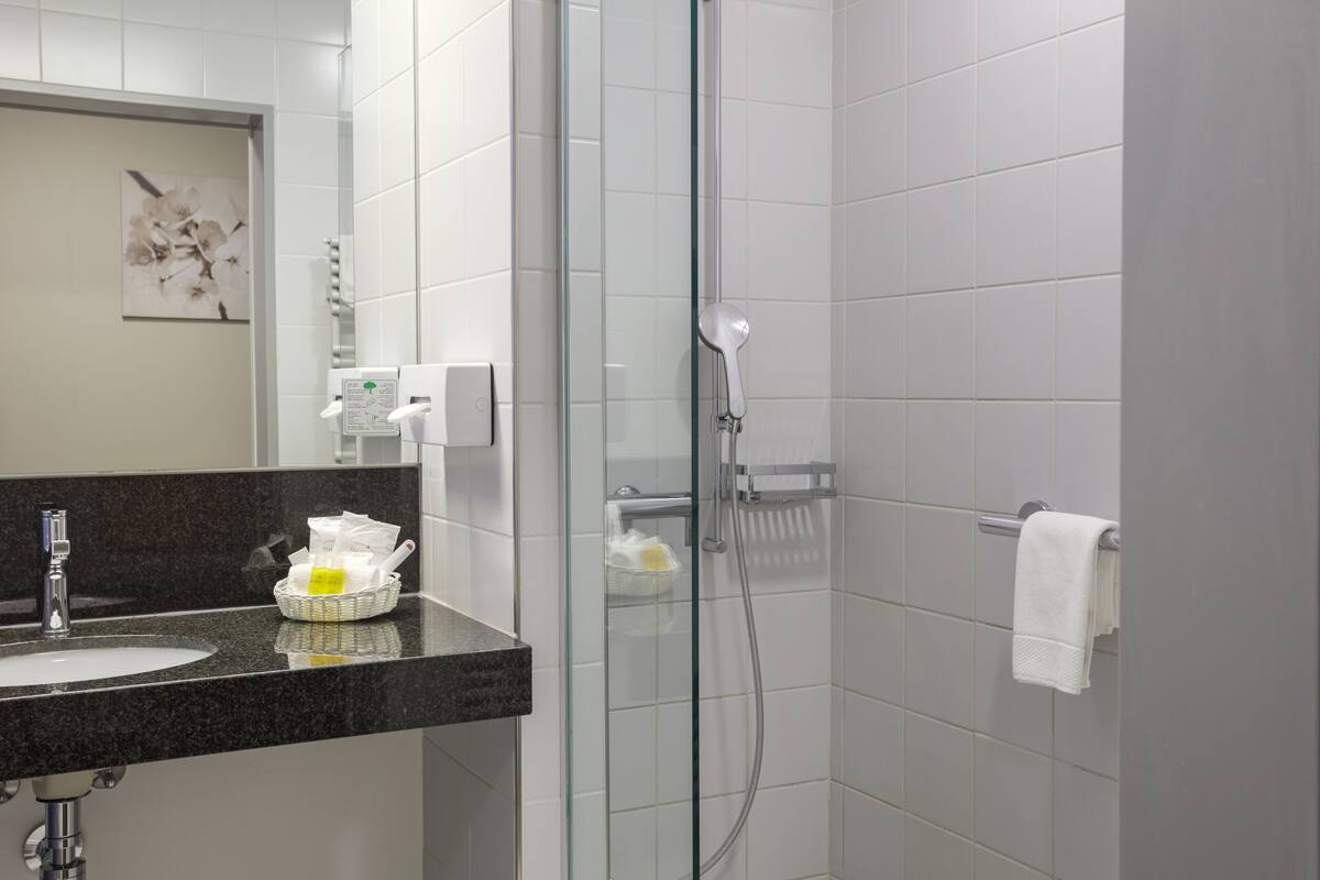 double room | bathroom | shower, free toiletries, hair dryer, bathrobes