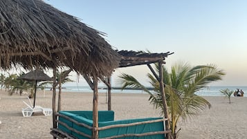 Private beach, sun loungers, beach umbrellas, beach towels