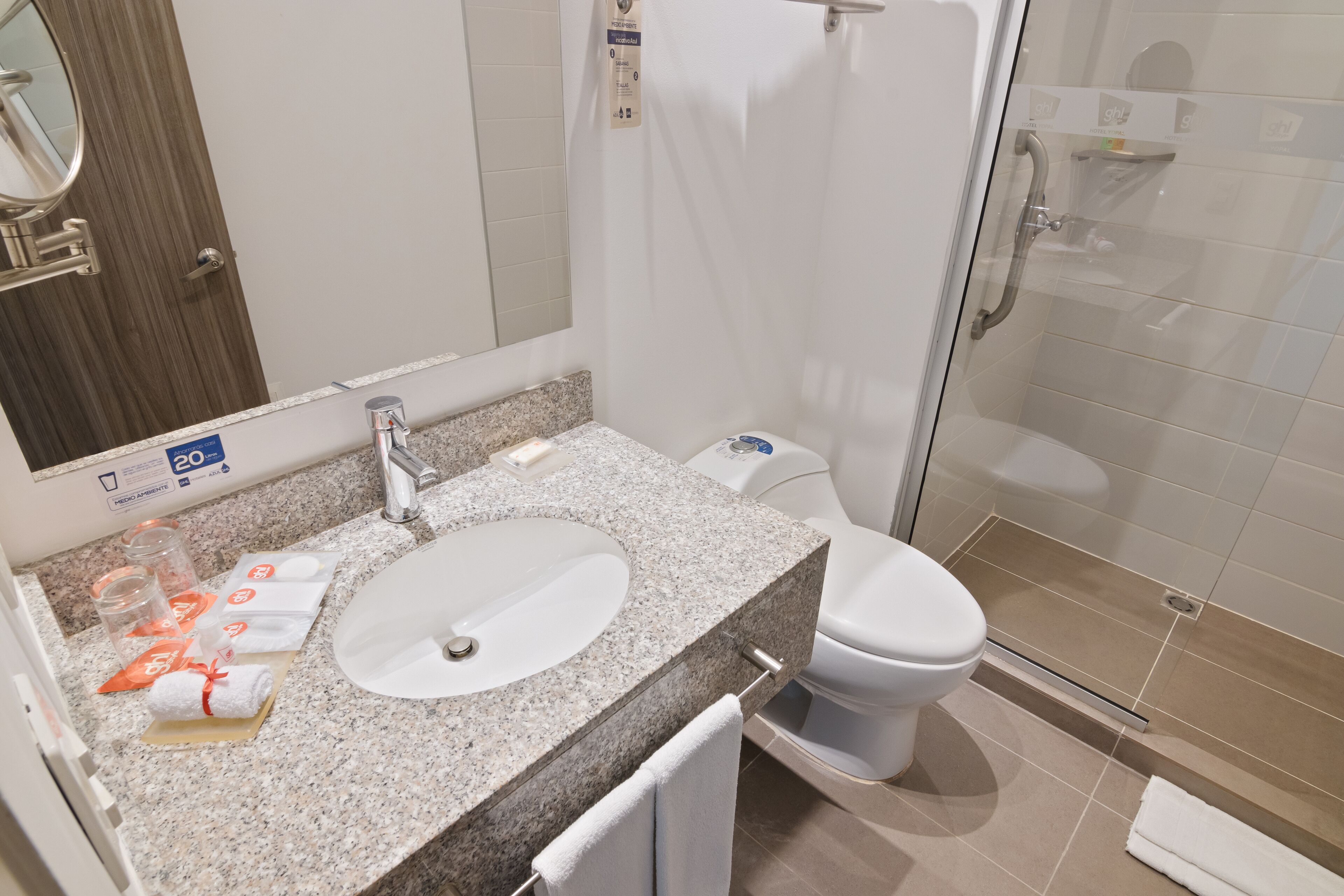 shower, rainfall showerhead, free toiletries, hair dryer