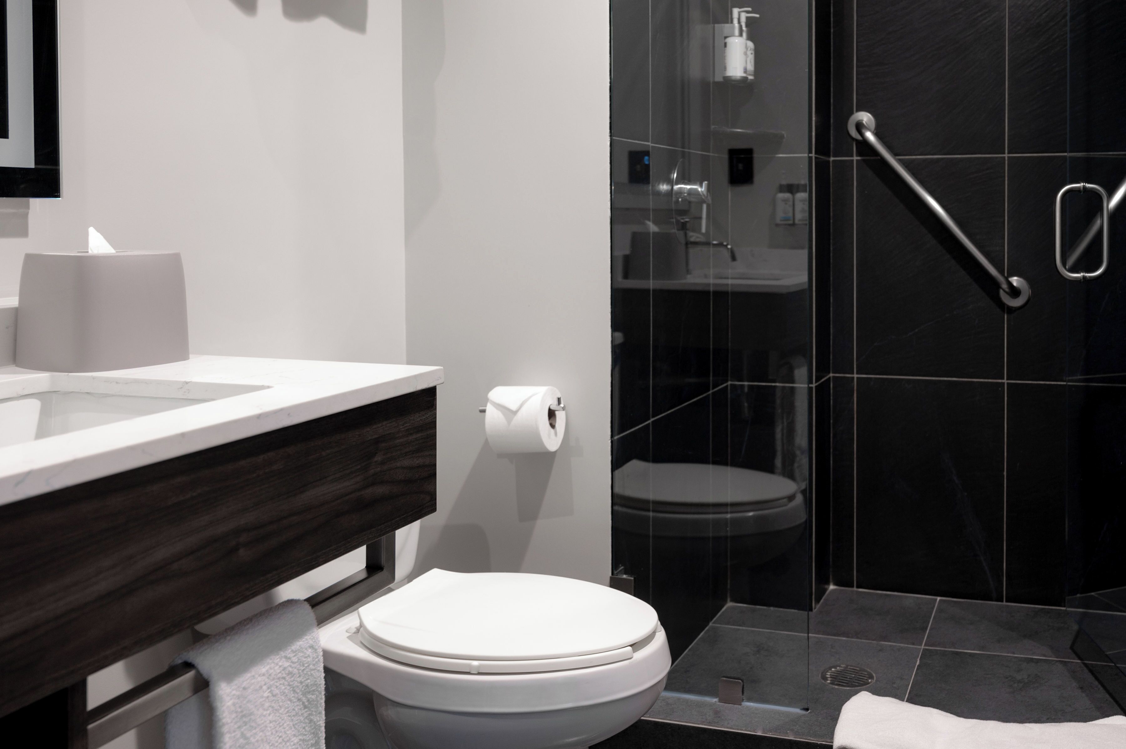 standard room, 1 queen bed, accessible bathtub | bathroom | shower, free toiletries, hair dryer, towels