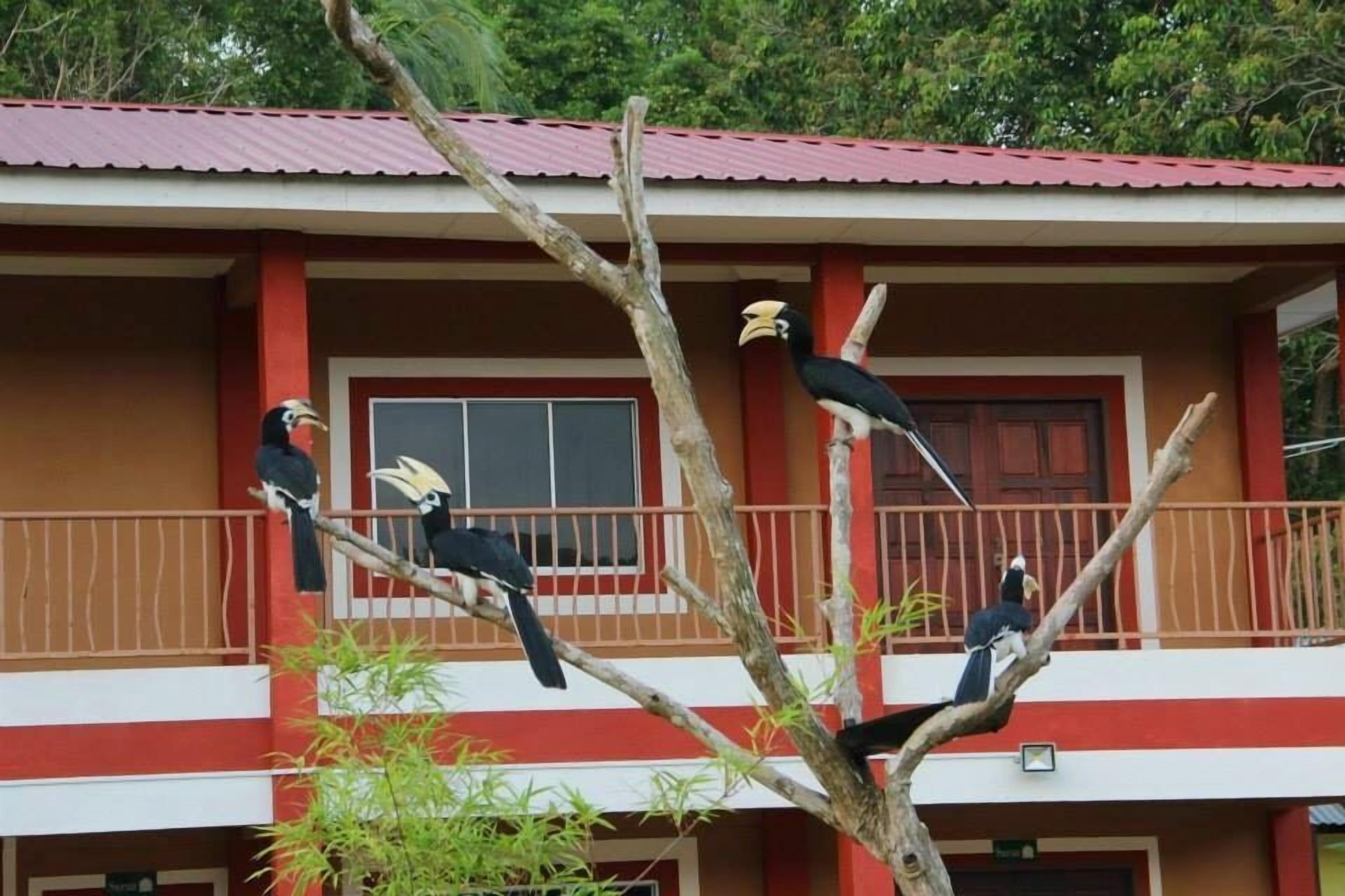 A building with a red roof and balconies.