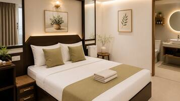 Desk, free WiFi, bed sheets