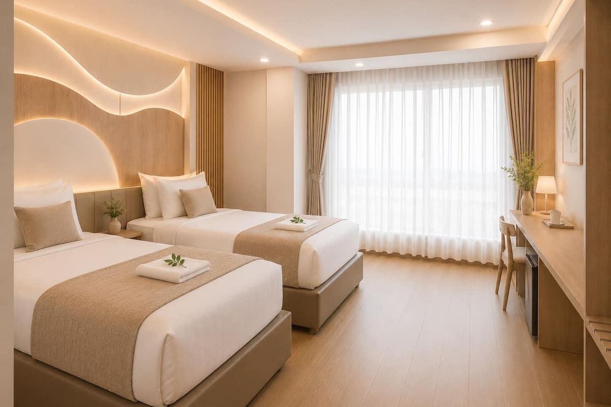 Twin Double Suite | Desk, WiFi (free), bed sheets
