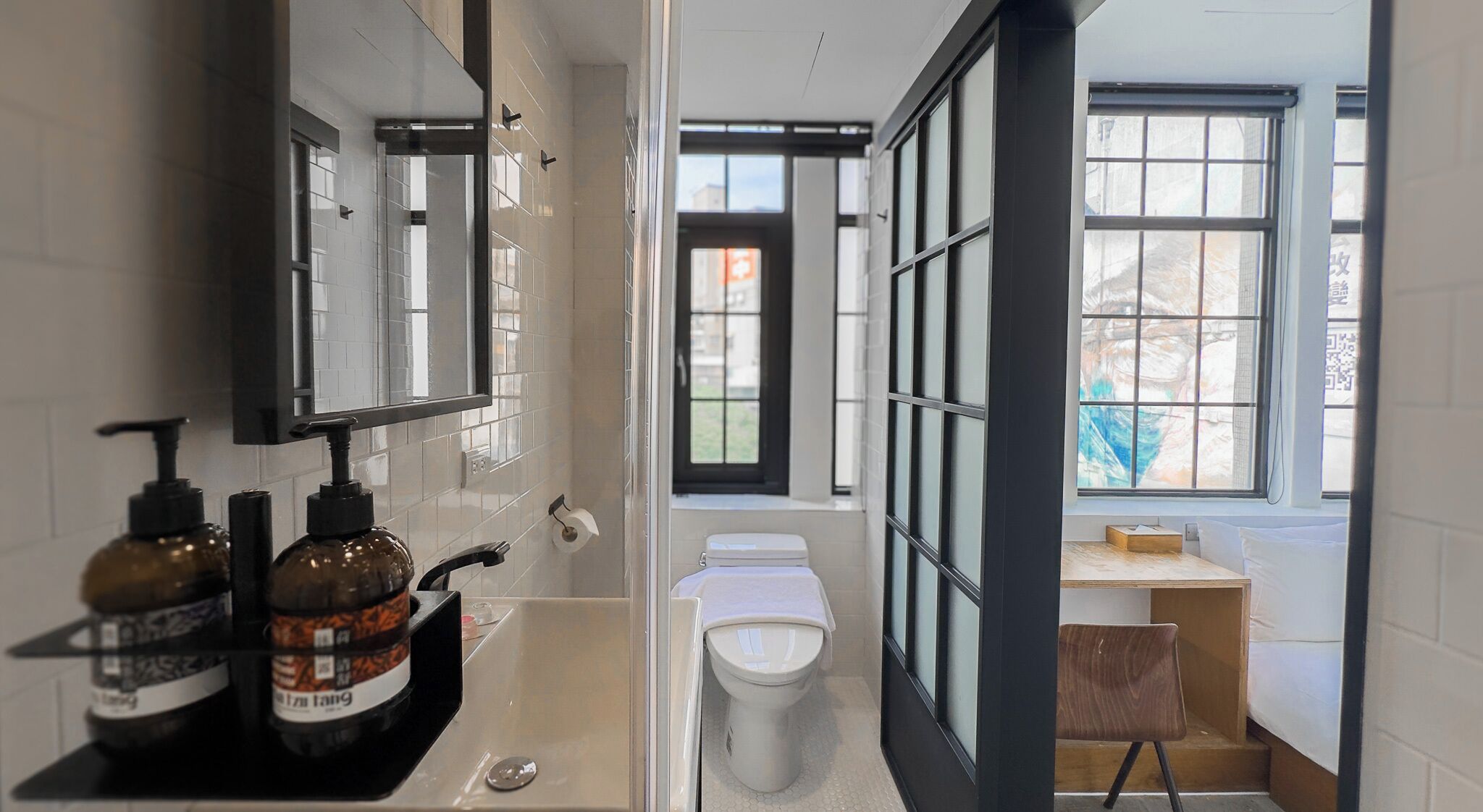 large family quadruple room (2 double beds) | bathroom | shower, hair dryer, towels