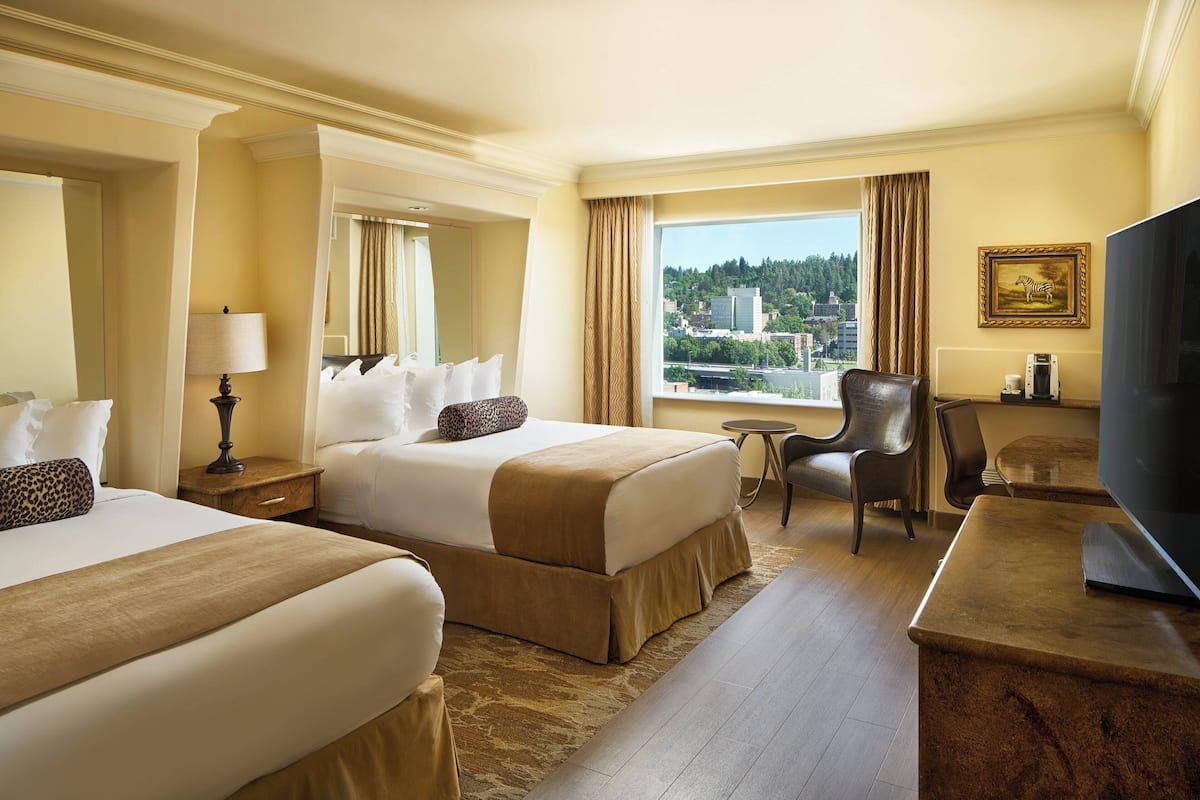 deluxe room, 2 queen beds, tower | frette italian sheets, premium bedding, in-room safe, desk