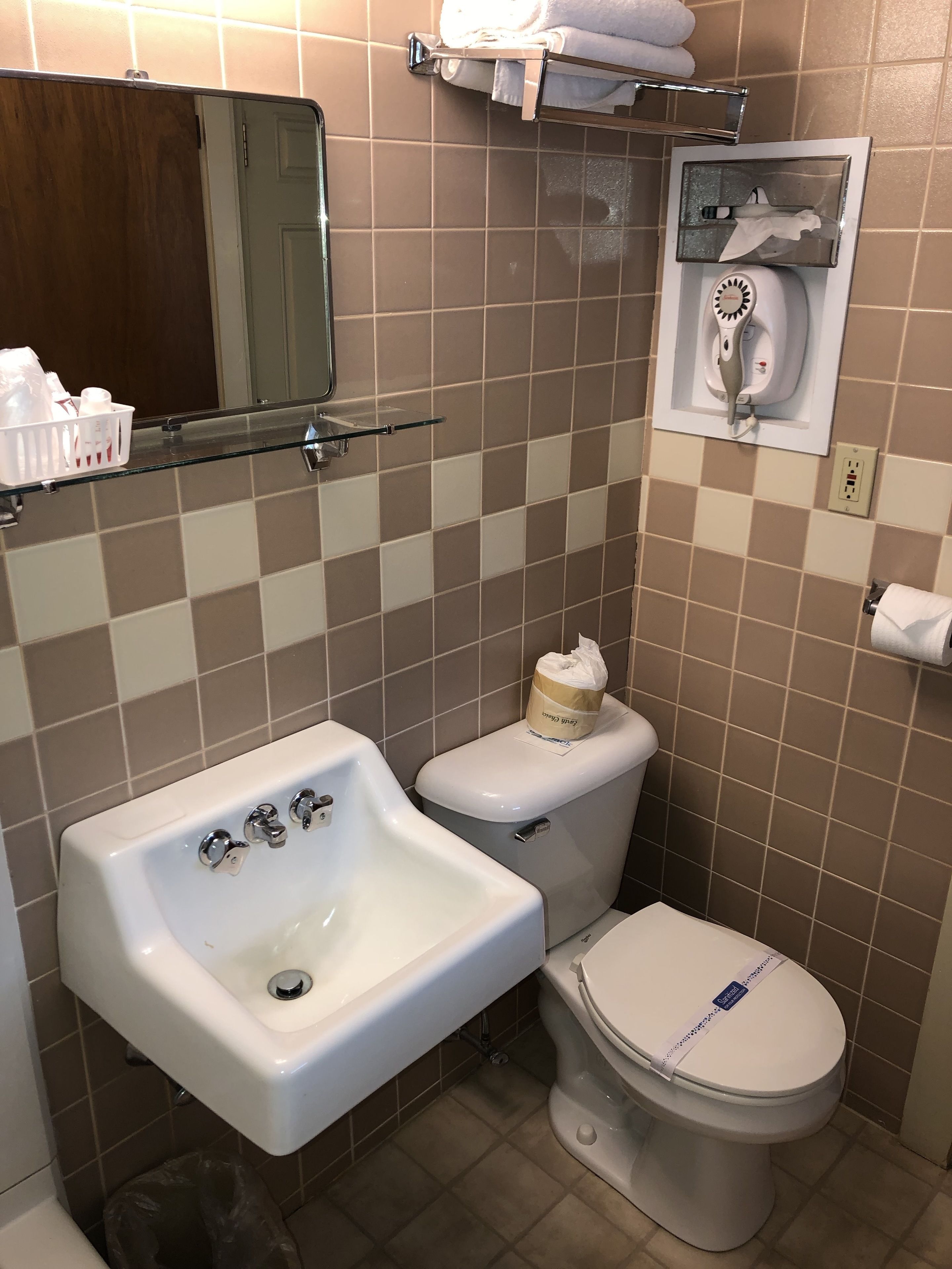 free toiletries, hair dryer, towels