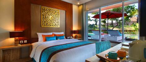 Deluxe dubbelrum - 1 dubbelsäng eller enkelsängar - utsikt mot poolen | Utsikt från rummet