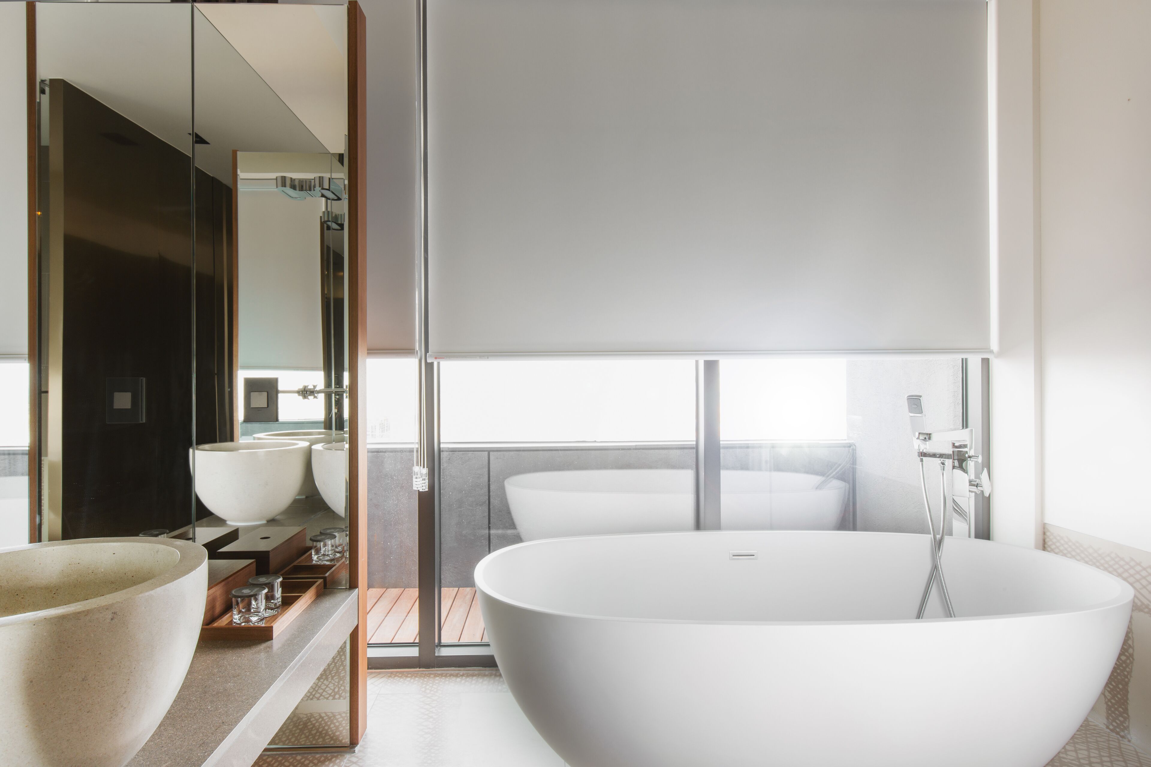 royal suite | bathroom | rainfall showerhead, hair dryer, bathrobes, slippers