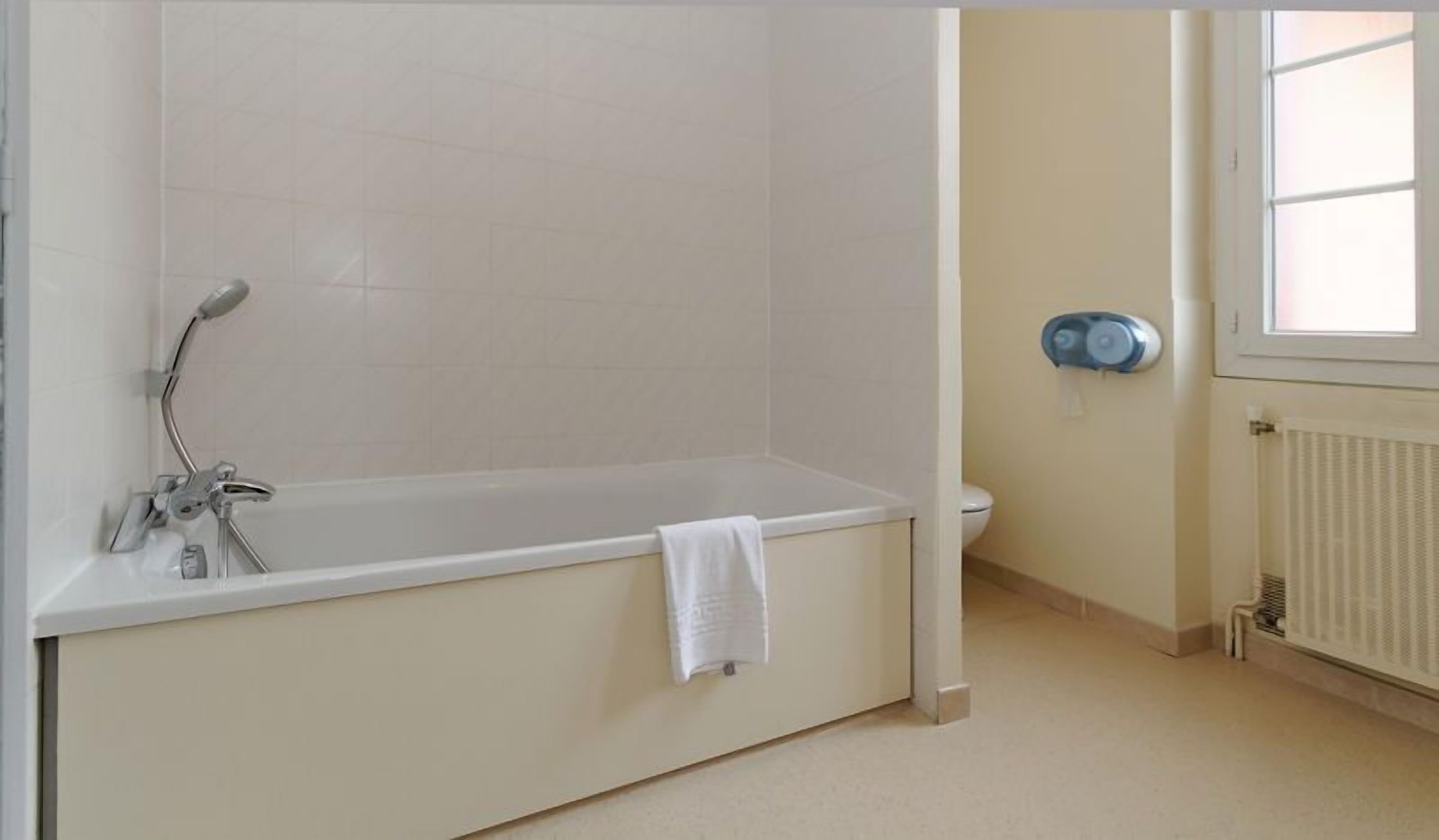 free toiletries, hair dryer, towels