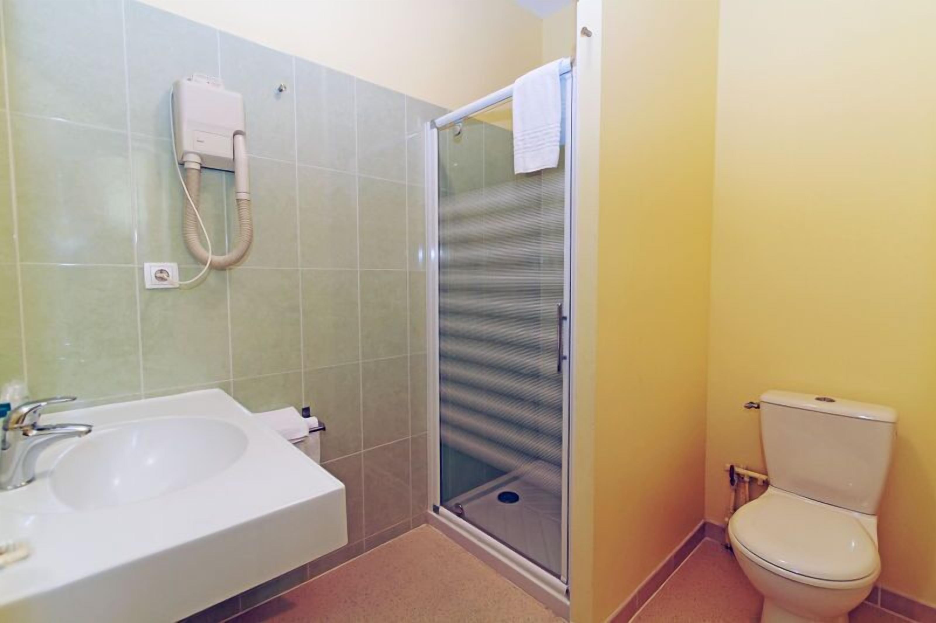 free toiletries, hair dryer, towels