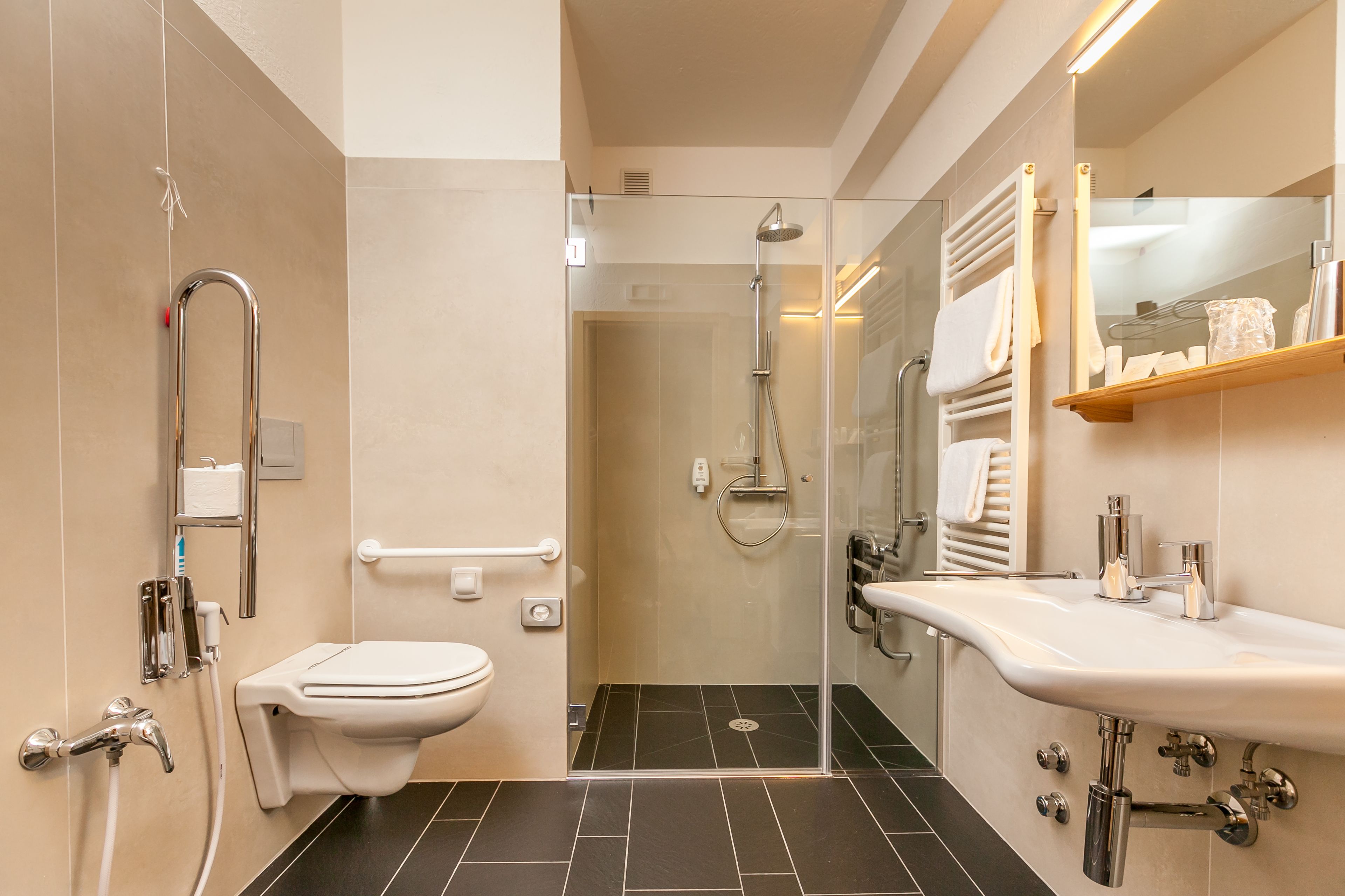 comfort double room | bathroom | shower, free toiletries, hair dryer, bathrobes