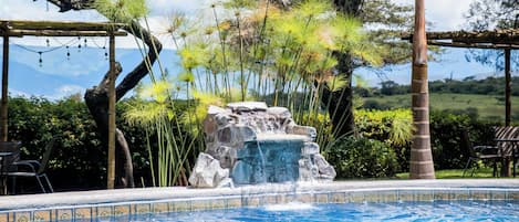 Outdoor pool, pool loungers