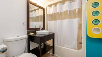 Designer toiletries, hair dryer, towels, soap